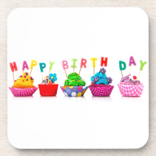 Posavasos Cupcakes de Cumpleaños Feliz