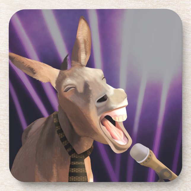 Posavasos Curioso canto Donkey Farm Animal Purple Background (Frente)