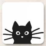 Posavasos Curioso gato negro con largos Whiskers| Guay Kitty<br><div class="desc">Curioso gato negro asqueroso te está observando. Divertido conjunto de galletas. El gato va a derribar tu vaso de la mesa en el suelo eventualmente, pero primero proteja tu superficie con una pastillera de corcho sin esquís. Este divertido conjunto de galletas negras de bebidas es un regalo genial para los...</div>