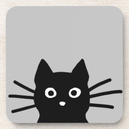 Posavasos Curioso Gato negro gatito| Gracioso Arte Animal