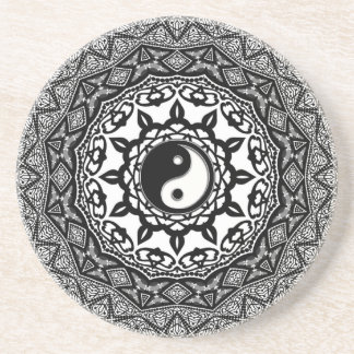 Posavasos Cushiro de arte Sunflower Tribal Yin Yang Fusion