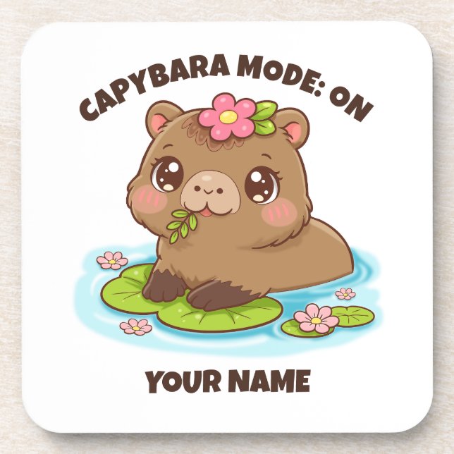 Posavasos Custom Cute Kawaii Capybara Mode Coaster (Frente)