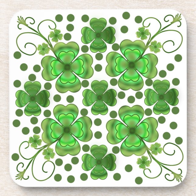 Posavasos Custom Metallic Green Clover & Swirl Pattern  (Frente)
