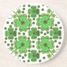 Posavasos Custom Metallic Green Clover & Swirl Pattern 