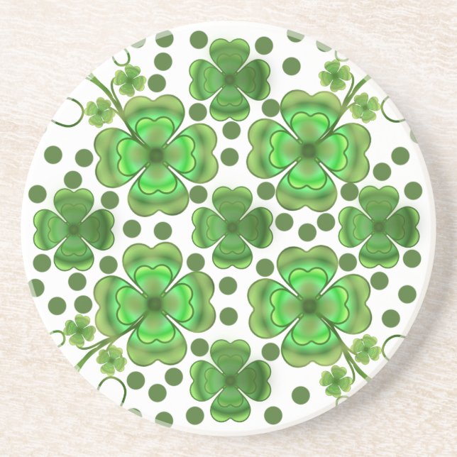 Posavasos Custom Metallic Green Clover & Swirl Pattern  (Frente)