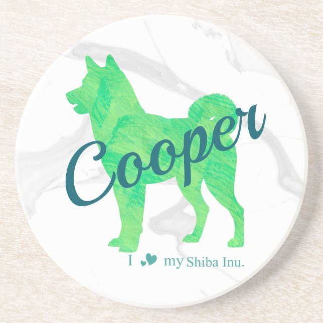 Posavasos Custom Pastel Green Shiba Inu Silhouette  Coaster (Frente)