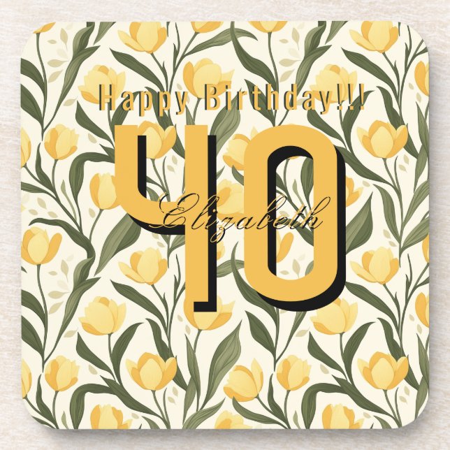 Posavasos Custom Tulip Flower 70Th Birthday (Frente)