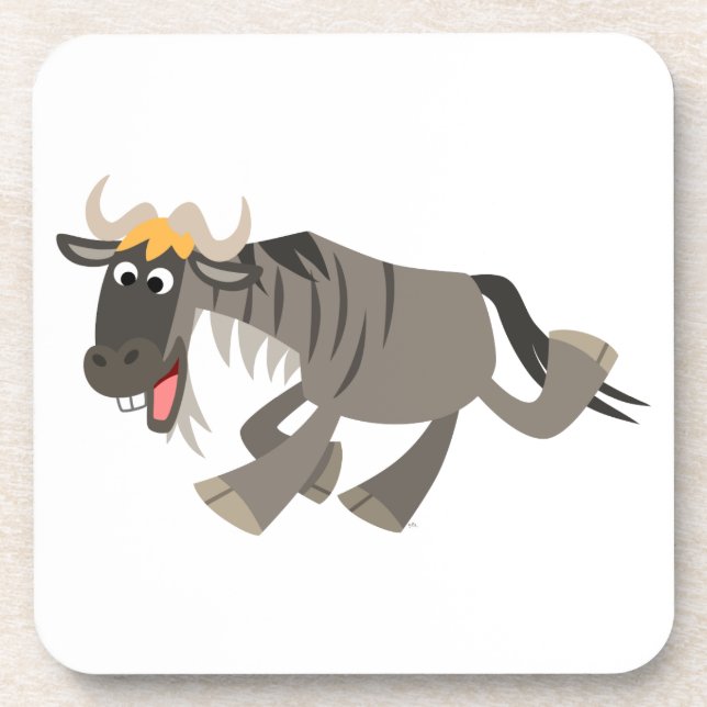 Posavasos Cuta feliz Personalizado Wildebeest Cork Coasters (Frente)