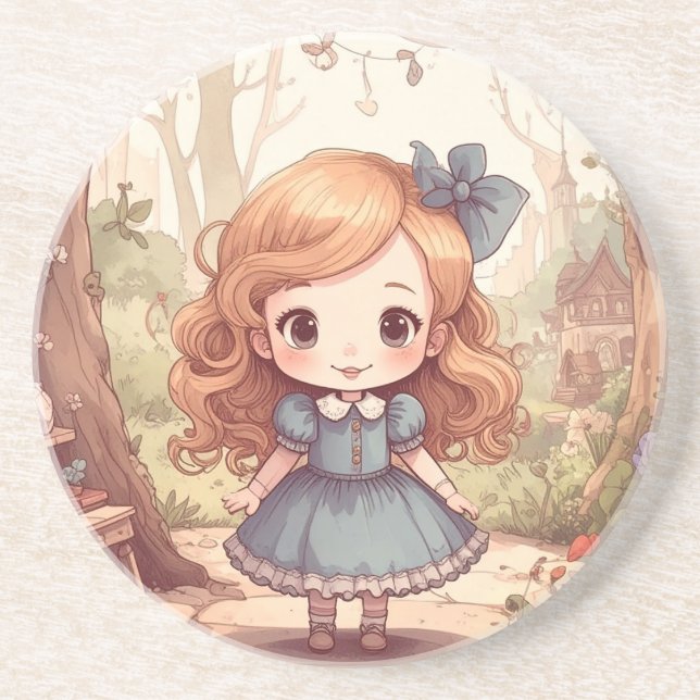 Posavasos Cute Alice in Wonderland Whimsical Woodland Art (Frente)