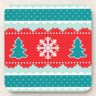 Posavasos Cute Árboles de Navidad Snowflakes Diseño Patteron