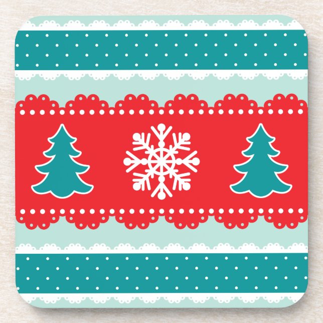 Posavasos Cute Árboles de Navidad Snowflakes Diseño Patteron (Frente)