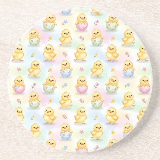 Posavasos Cute Baby Chick Watercolor Easter (Frente)