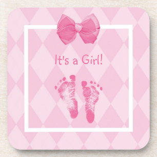 Posavasos Cute Baby Footprints Anuncio de Nacimiento