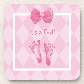 Posavasos Cute Baby Footprints Anuncio de Nacimiento