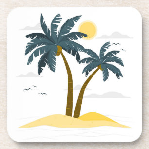 Posavasos Cute Beach Vacation Tropical Palm