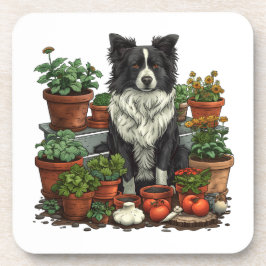 Posavasos Cute Border Collie Gardening