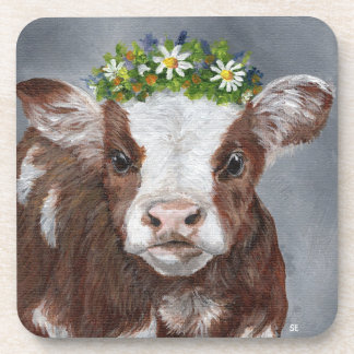 Posavasos Cute Calf with Floral Crown