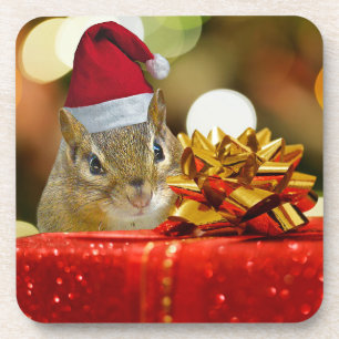 Posavasos Cute Chipmunk Merry Christmas