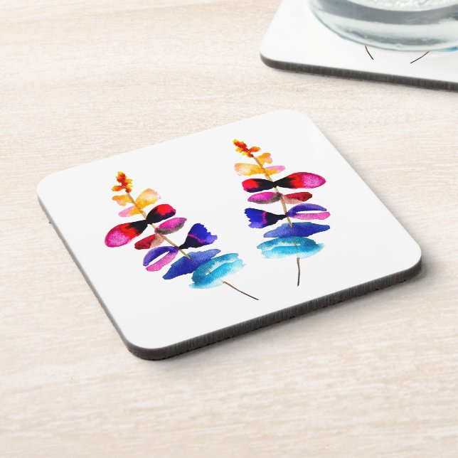 Posavasos Cute colorful leaves watercolor (Lado Izquierdo)