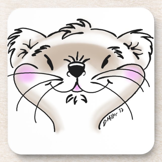 Posavasos Cute Comic Ferret Face (Frente)