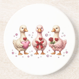 Posavasos Cute Coquette geese friends 