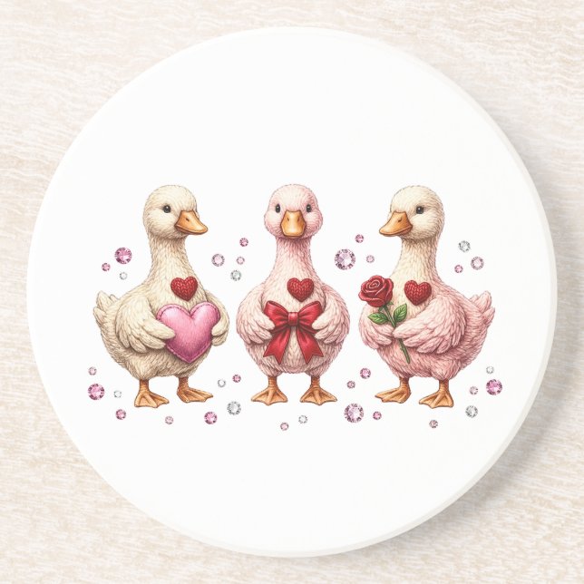 Posavasos Cute Coquette geese friends  (Frente)