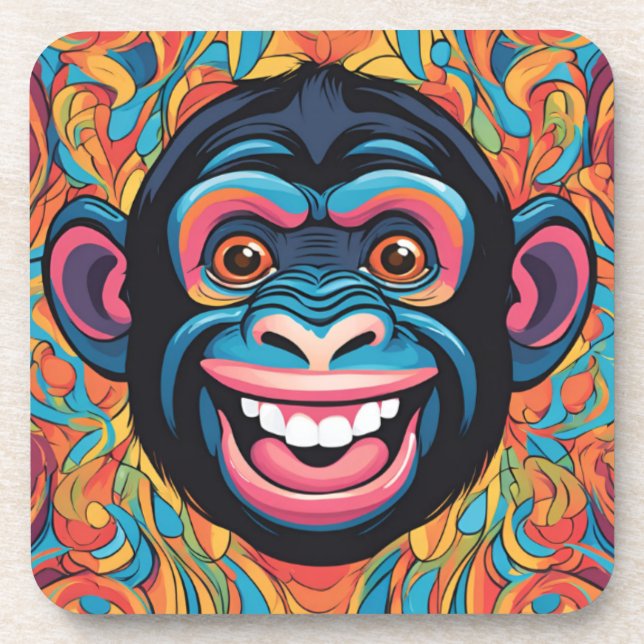Posavasos Cute Crazy Funny Chimpanzee (Frente)