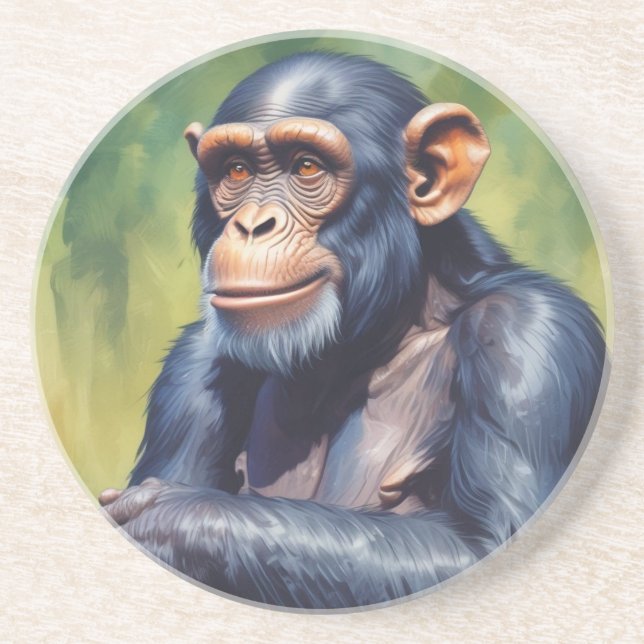 Posavasos Cute Crazy Funny Chimpanzee (Frente)