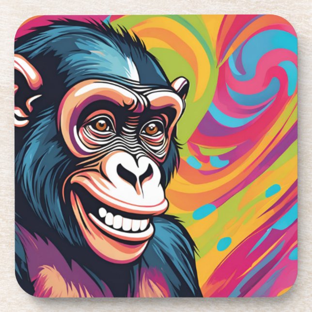Posavasos Cute Crazy Funny Chimpanzee (Frente)
