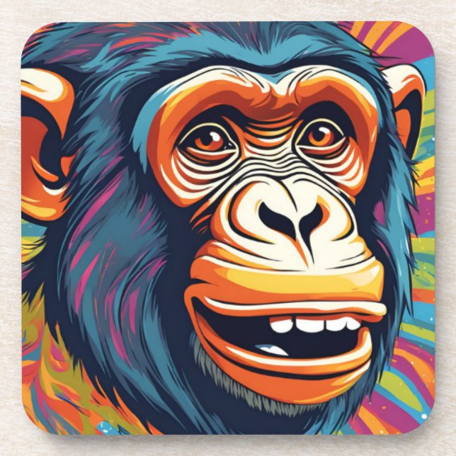 Posavasos Cute Crazy Funny Chimpanzee (Frente)
