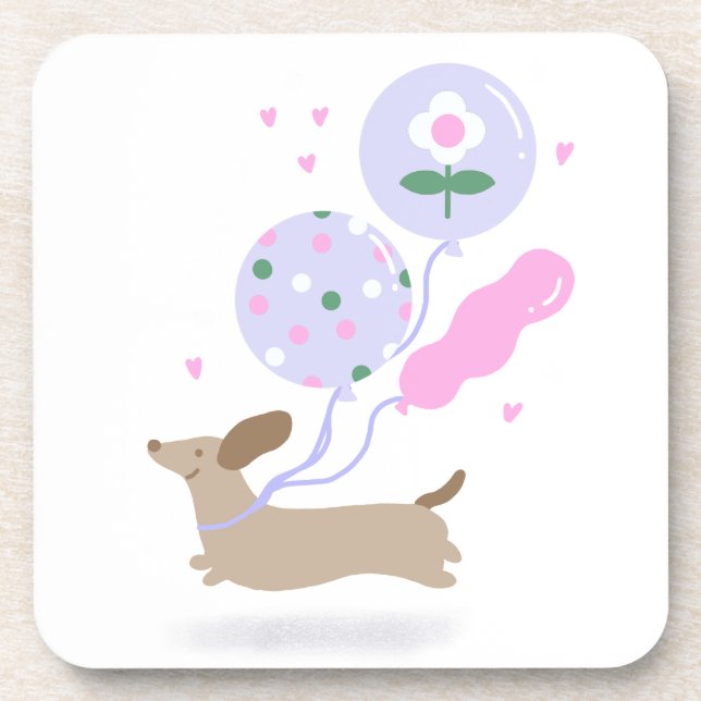 Posavasos Cute Dachshund Weiner Perro Lover Fiesta Rosa (Frente)