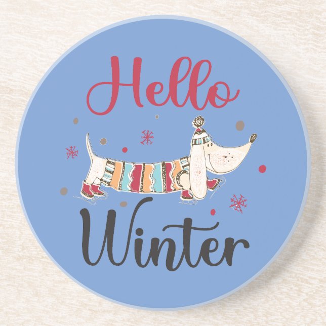 Posavasos Cute Dog Hello Winter (Frente)