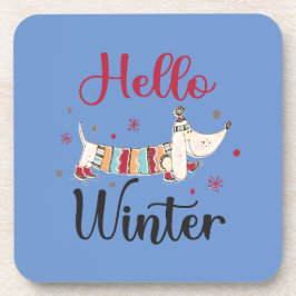 Posavasos Cute Dog Hello Winter
