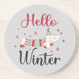 Posavasos Cute Dog Hello Winter