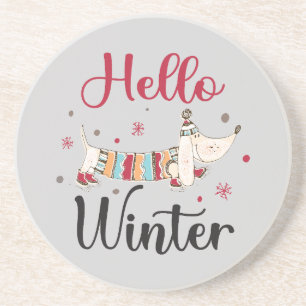Posavasos Cute Dog Hello Winter