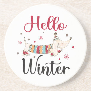 Posavasos Cute Dog Hello Winter