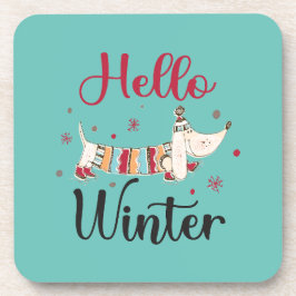 Posavasos Cute Dog Hello Winter