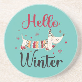 Posavasos Cute Dog Hello Winter