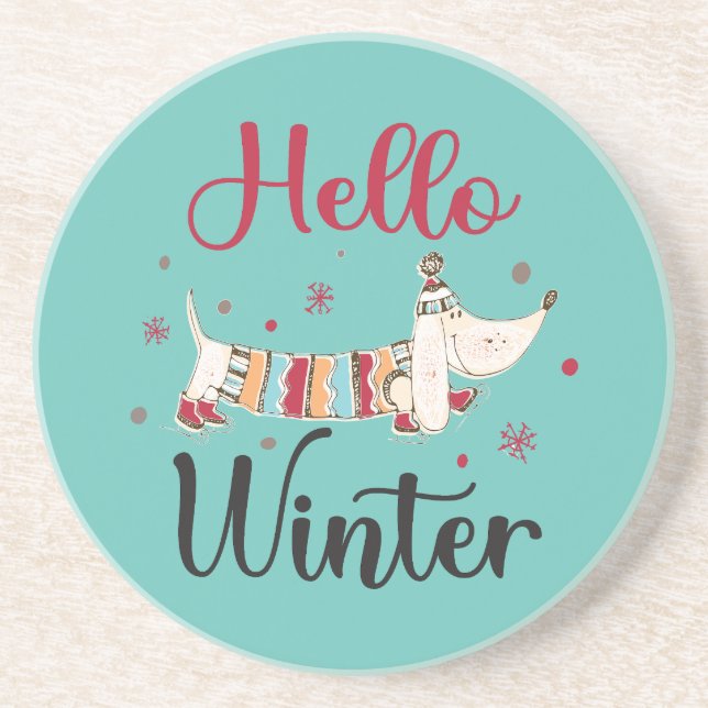 Posavasos Cute Dog Hello Winter (Frente)
