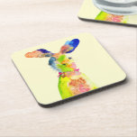 Posavasos Cute Easter bunny<br><div class="desc">Watercolor original illustration of a cute Easter bunny rabbit in yellow and blue</div>