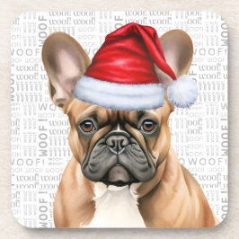 Posavasos Cute French Bulldog in a Santa Hat Holiday