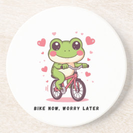 Posavasos Cute Frog Riding Bicycle | Funny Frog Lover Gift