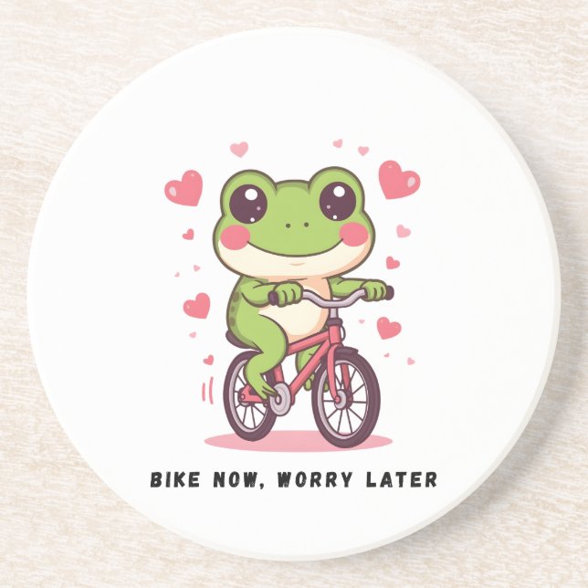 Posavasos Cute Frog Riding Bicycle | Funny Frog Lover Gift (Frente)