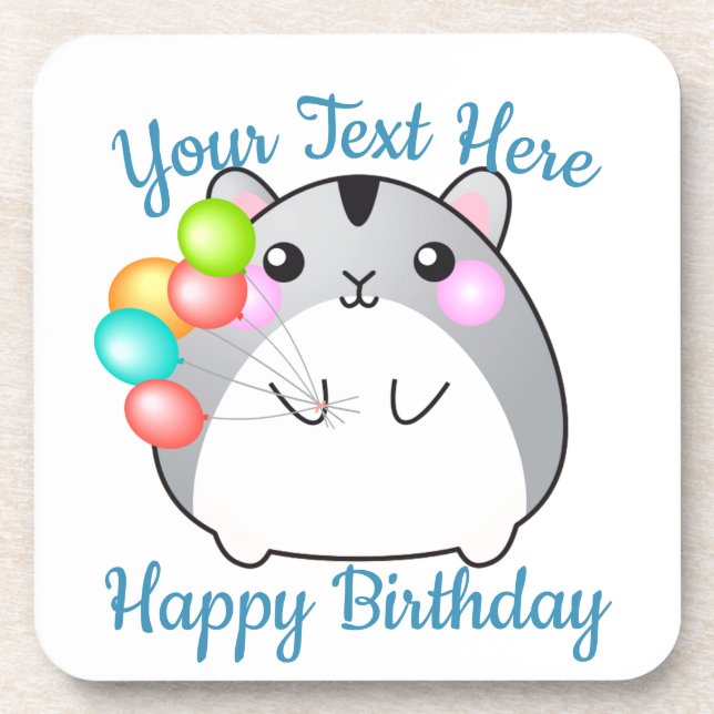 Posavasos Cute Gray Kawaii Hamster (Frente)