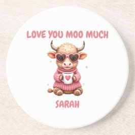 Posavasos Cute Highland Cow Valentine Heart Glasses Coffee m