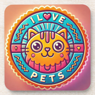 Posavasos Cute Insignia de Gato Neon