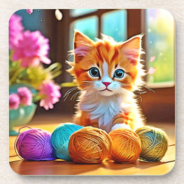 Posavasos Cute Kitten Yarn