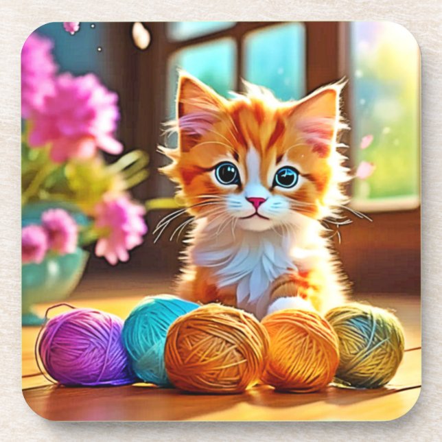 Posavasos Cute Kitten Yarn (Frente)