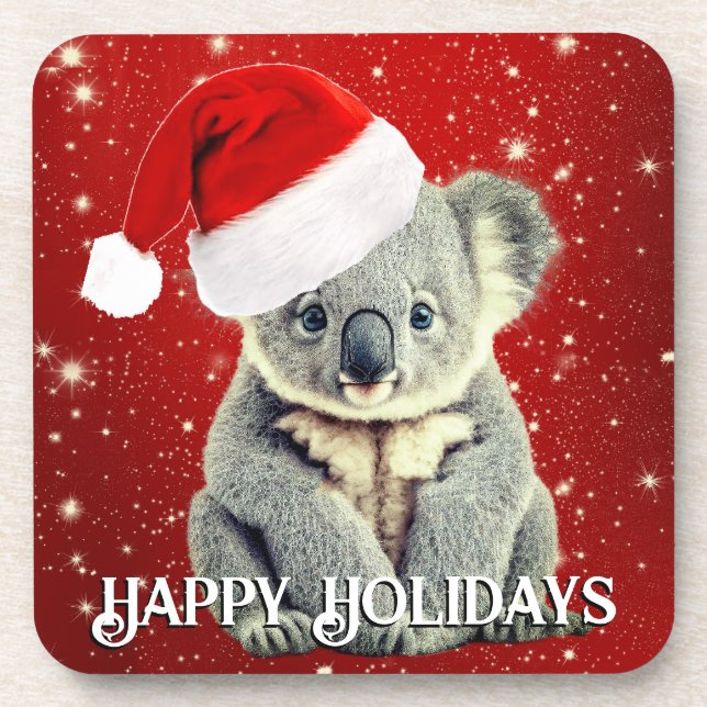 Posavasos Cute Koala en Santa Hat (Frente)