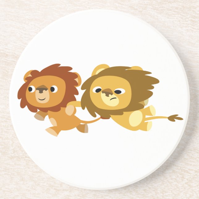 Posavasos Cute leones Personalizados en una cucharilla de co (Frente)